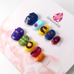 Blue Luxury Press On Nails Handmade French Korean Glue On Nails Hand Painted Kit Fake Nails Reusable Coffin Nails Acrylic Gift For Women
