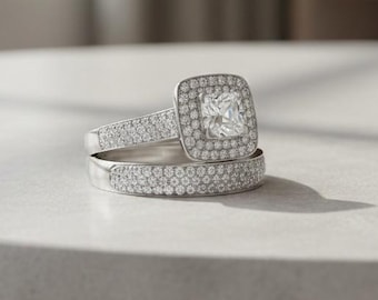 Cubic Zirconia Ring: 925 Sterling Silver, White Gold Plated