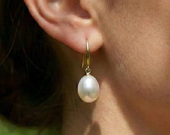 Silver Gemstone Earrings in 14K Gold Plated Sterling Silver, Minimal Gold Drop Earrings, Lightweight Handmade Earrings for Women Gift
