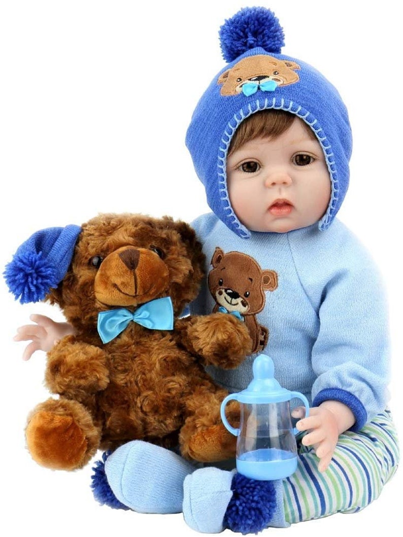 Vinyl Reborn Baby Toddler Girl Doll 22 Inches Vintage Toy Full Limbs Realistic Lifelike Handmade Toys Detail Clothes Bottle Gift For Kids