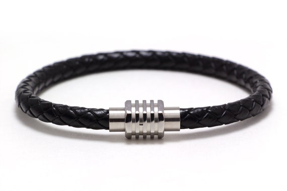 Stainless Steel Bracelet Men's Leather BraceletMagnetic | Etsy