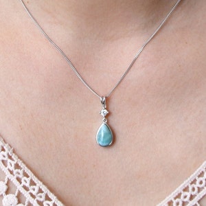 LARIMAR NECKLACE, BLUE Larimar Pendant, Stunning Larimar Necklace, 925 Sterling Silver, Silver Gemstone Necklace, Silver Necklace, Her Gift