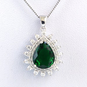 Dainty green gemstone necklace with brilliant sparkle, artisan-made in sterling silver