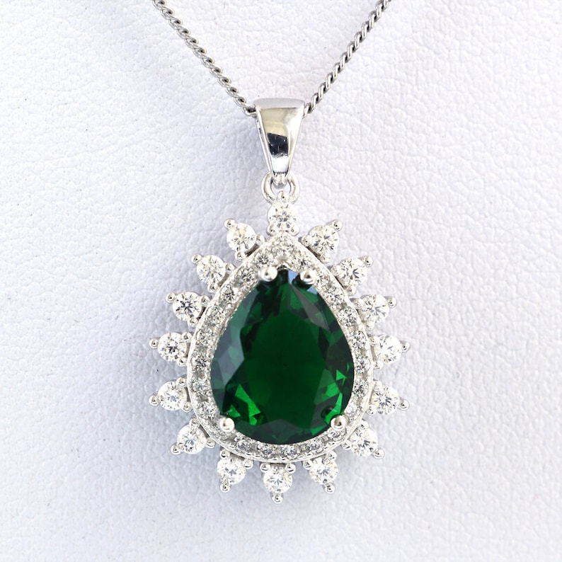 Dainty green gemstone necklace with brilliant sparkle, artisan-made in sterling silver