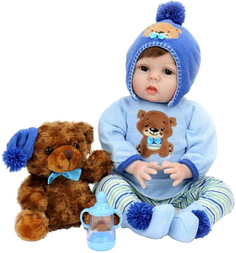 Vinyl Reborn Baby Toddler Girl Doll 22 Inches Vintage Toy Full Limbs Realistic Lifelike Handmade Toys Detail Clothes Bottle Gift For Kids