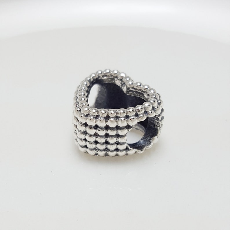 Authentic Pandora Charms 925 ALE Sterling Silver Beaded Heart Etsy