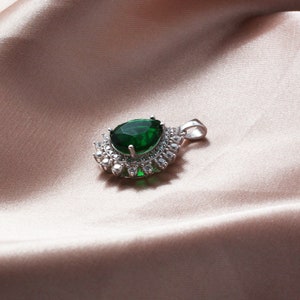 Sterling silver necklace featuring sparkling green spinel and CZ stones, elegant gemstone jewelry