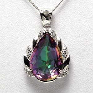 Mystic Topaz 925 Sterling Silver Necklace: CZ Accents