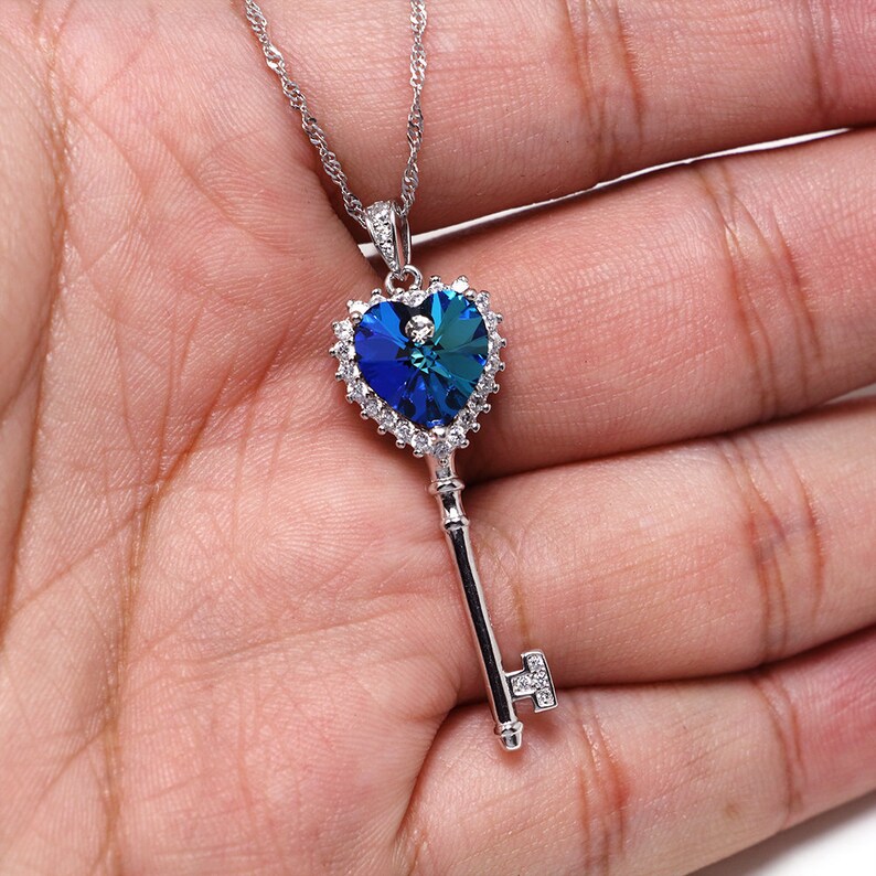 Crystal Necklace 925 Sterling Silver Crystal Necklace Etsy