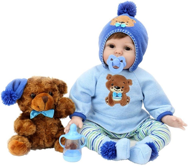 Vinyl Reborn Baby Toddler Girl Doll 22 Inches Vintage Toy Full Limbs Realistic Lifelike Handmade Toys Detail Clothes Bottle Gift For Kids