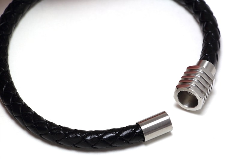 Stainless Steel Bracelet Men's Leather Etsy