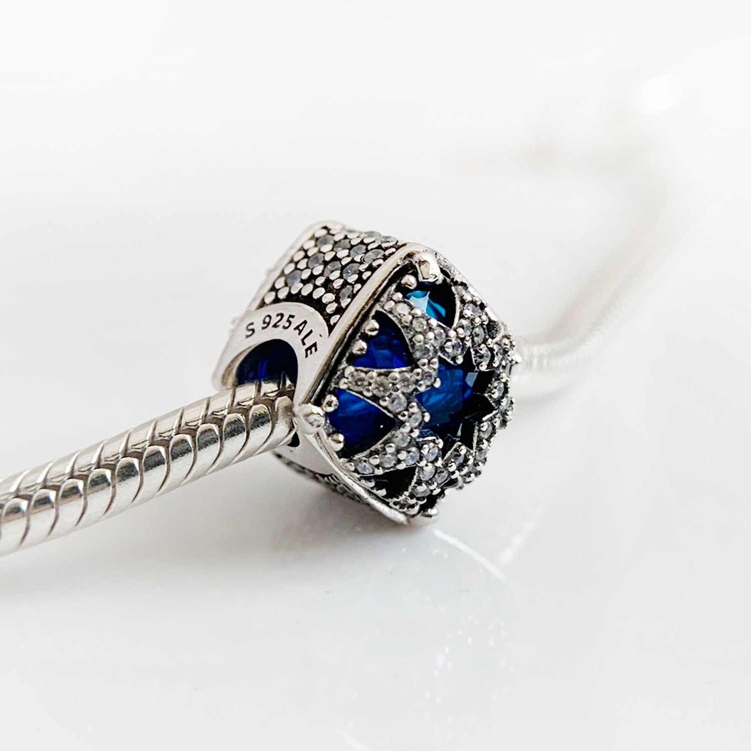 Authentic Pandora Charms 925 ALE Sterling Silver Blue Crystal Etsy