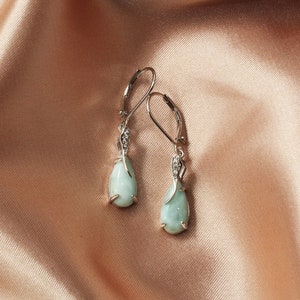 LARIMAR EARRINGS, NATURAL Larimar, Topaz Drop, Elegant And Unique Larimar Earrings A Must-Have For Any Jewelry Enthusiast