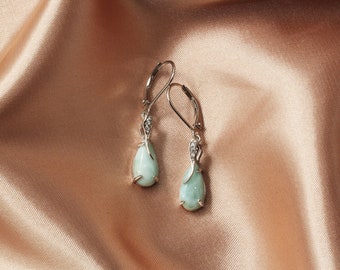 LARIMAR EARRINGS, NATURAL Larimar, Topaz Drop, Elegant And Unique Larimar Earrings A Must-Have For Any Jewelry Enthusiast