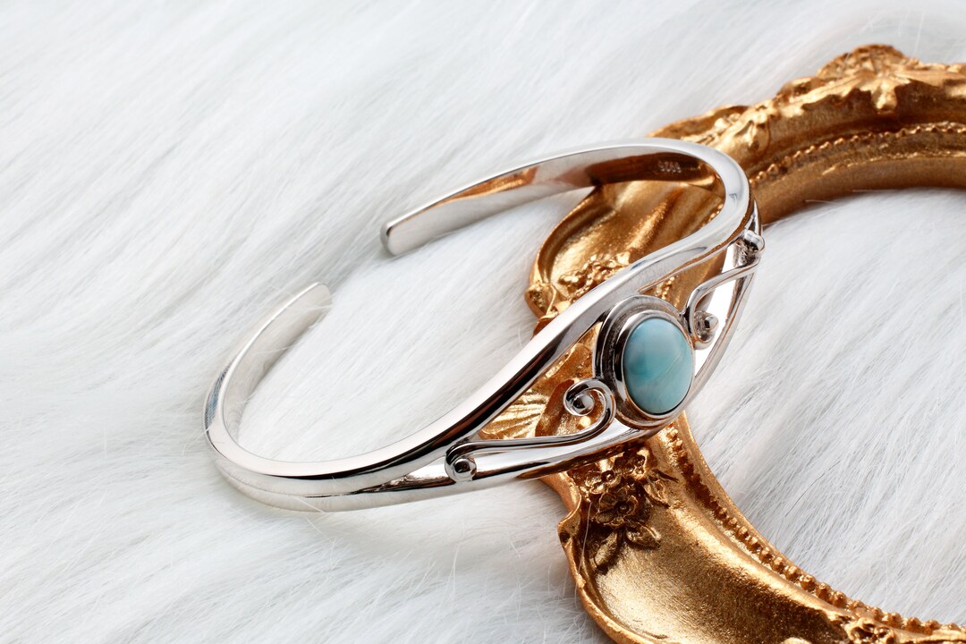 Larimar Bracelet, Adjustable Silver Bracelet With 925 Sterling Silver ...
