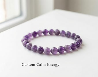 Custom Natural Amethyst Healing Bracelet Design | Stress Relief & Feng Shui Crystal Jewelry
