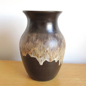 Judi KUNST Large danish Studio pottery vase signed 1960s Denmark, Hare&#39;s fur glaze danish vintage vase, Grand vase danois signé Années 60