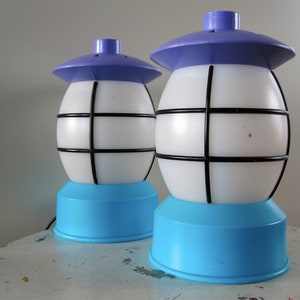 Morten KJELSTRUP & Allan OSTGAARD IKEA  2 table lamps 1990s, Paire de lampes Ikea vintage années 90 style Memphis, Ettore Sottsass
