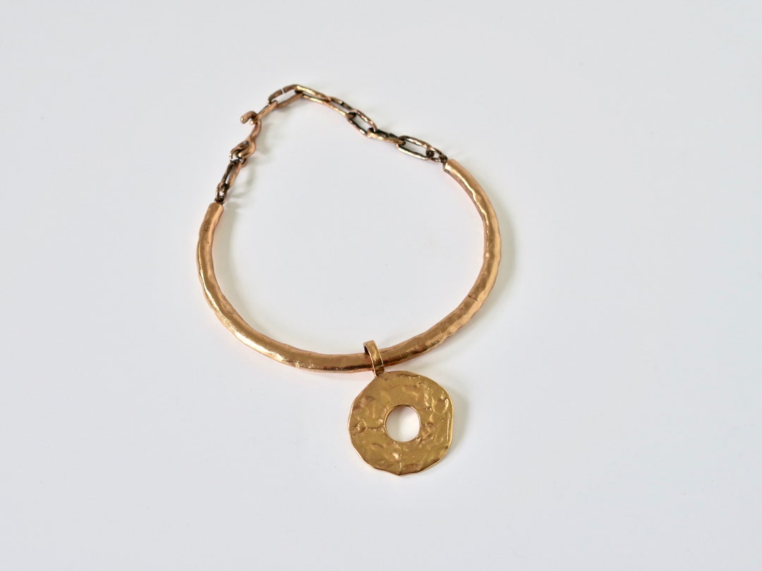 Collier 6 Rangs Biche De Bere - Perles Orange & Bronze Doré - Bijou Ethnique Occasion