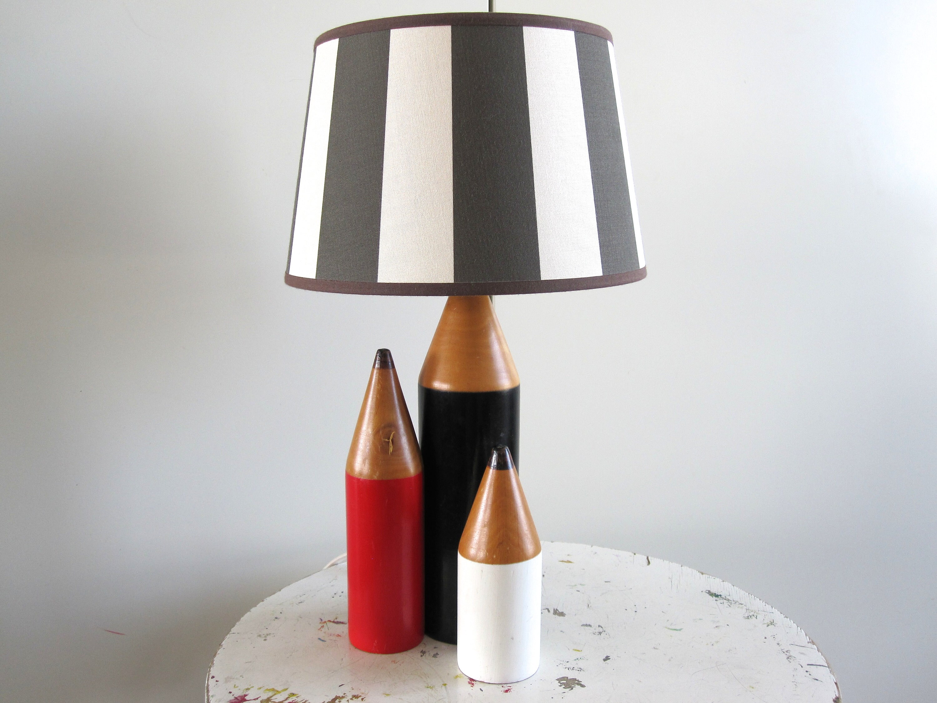 Pierre Sala Style, Lampe Crayons en Bois Des Années 80 Era Memphis Design Milano