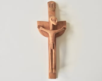 Vintage African Kongo Cross, Nkangi kiditu, Crucifix africain en bois clair, Objet de dévotion, Croix latine en bois, Art Africain