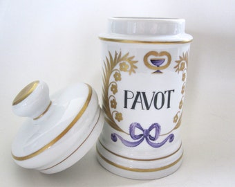 French vintage porcelain apothecary jar France 1950s, Ancien pot de pharmacie, Cabinet de curiosités