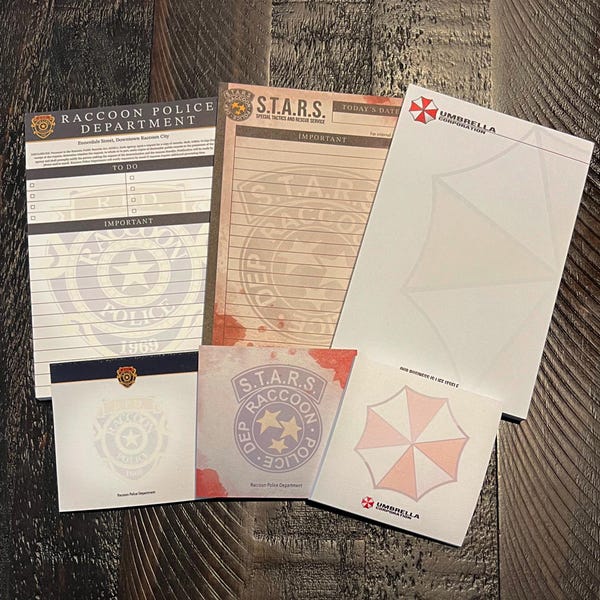Notas adhesivas de Resident Evil, blocs de notas, Raccoon City, Umbrella Corporation