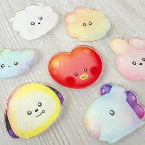 BTS, BT21, acrylic, magnets, stationery, decor, gift, kitchen, fridge, metal, Cooky, Koya, Tata, Mang, RJ, Chimmy, Shooky, Kpop