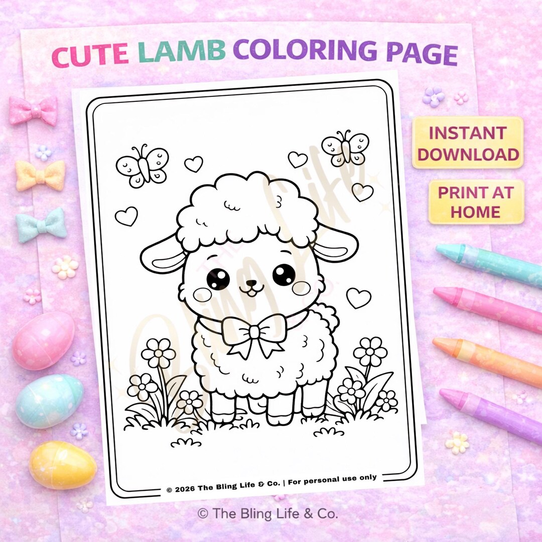 Spring Coloring Lambs Lamb Coloring Page | Printable for Kids | Spring Coloring Sheet ...