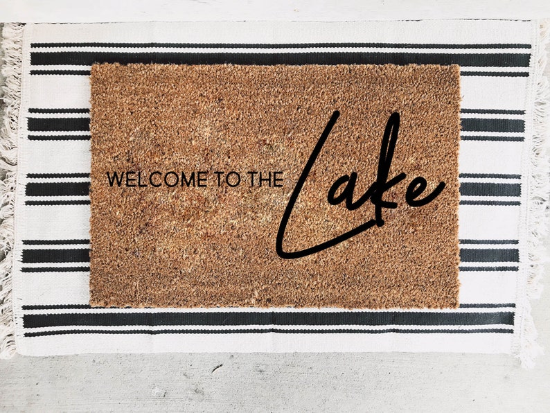 to the Lake Doormat The Mountains Lake Doormat Etsy