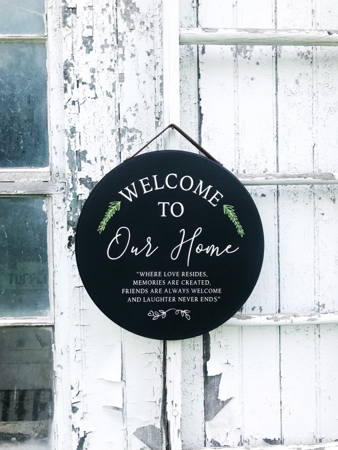 to our home round sign wood Sign Farmhouse Style Etsy