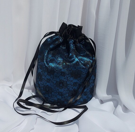 Dark Green Satin With Black Lace Wedding Bag Handfasting Purse
