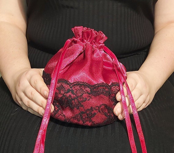 Handmade Wine Red Burgundy Satin Dolly Bag Evening Handbag Wrist