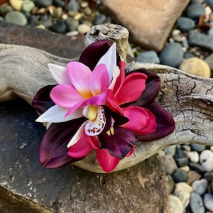 Hawaiian, Tiki, Tropical, Polynesian Orchid Plumeria Hairpiece/Hair Clip