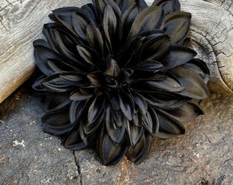 Black Dahlia Silk Flower Hair Clip