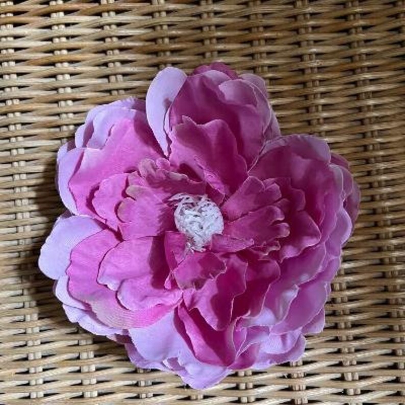 Mauve/pink Large Peony Silk Flower Hair Clip Etsy