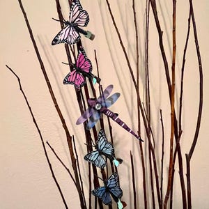 Set of Five- One Dragonfly, Four Butterflies Hair Clips, Whimsical, Nature, Zen