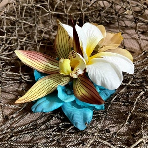 Tropical Tiki Orchid Plumeria Flower Hairpiece