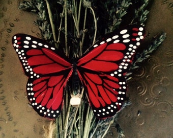 Monarch Large Red Butterfly Hair Clip