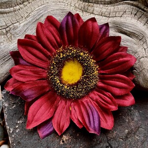 Sunflower XLarge Burgundy Hair Clip