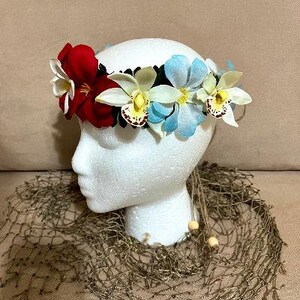 Tropical Hawaiian Plumeria Orchid Flower Crown/Headband