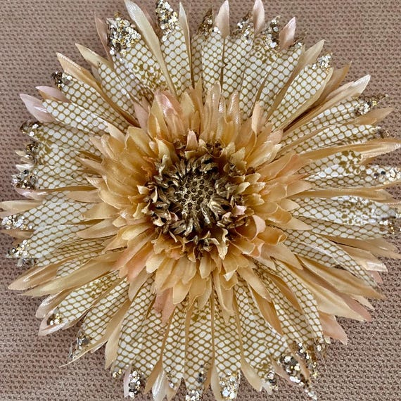 Gold Gerbera Daisy Silk Flower Hair Clip - Etsy display picture 1