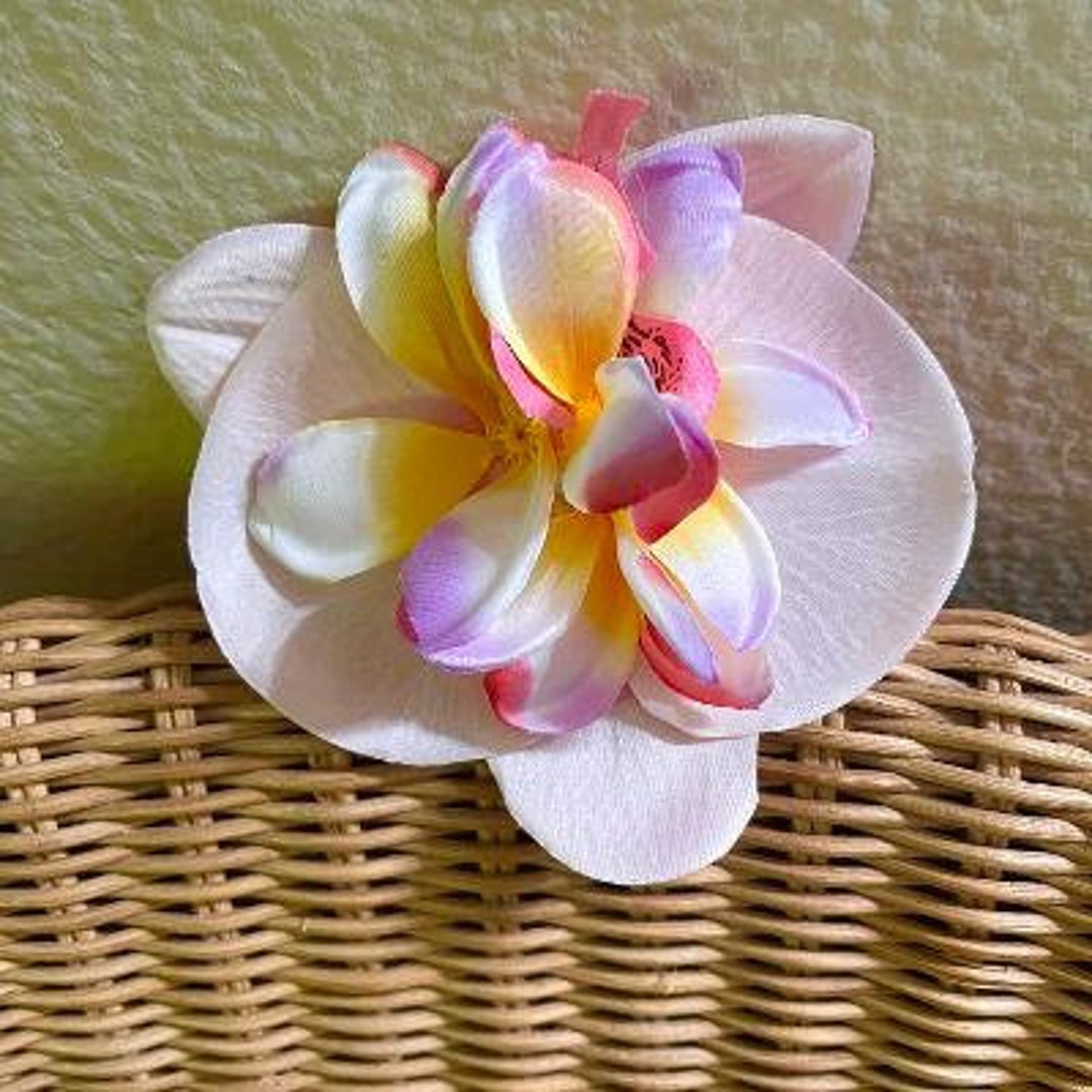 Tropical Large Pink Orchid Plumerias Silk Flower Hair Clip Etsy