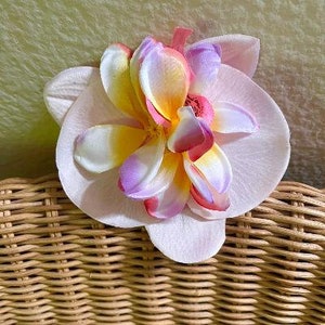 Tropical Large Pink Orchid Plumerias Silk Flower Hair Clip