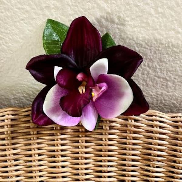 Tropical Orchids Purple and Eggplant Hairpiece