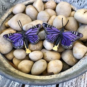 Monarch Small Purplish/Blue Butterfly Hair Clips- set of two