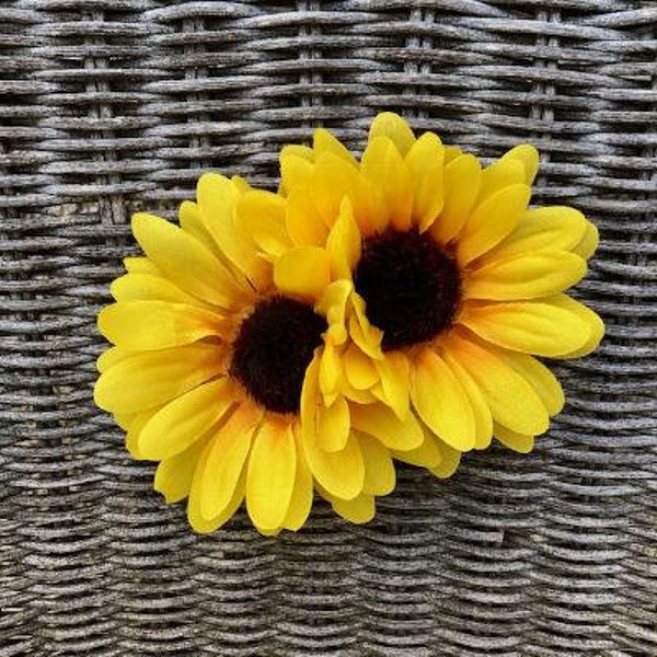 Yellow Double Sunflower Hair Clip