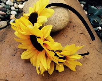 Yellow Sunflowers, Wedding, Country, Rustic, Head Band