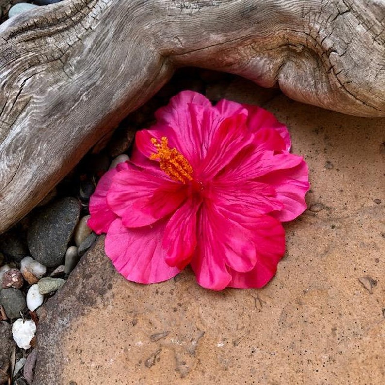 Tropical Hawaiian Hot Pink Hibiscus Silk Flower Hair Clip ...