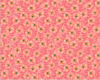 Wild Meadow by Sue Miano, Climbing Floral in Flamingo, Windham Fabrics, per half-yard,